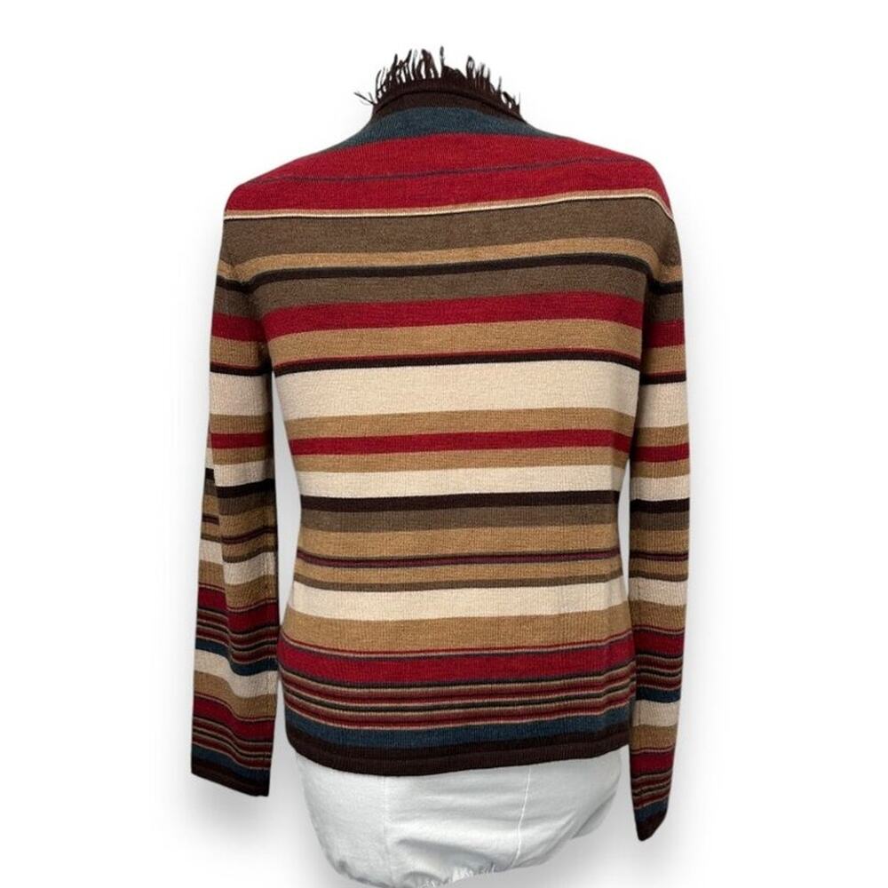 Jones New York Country Women’s VTG 90s Merino Wool Striped Cardigan Sweater L - Picture 4 of 8